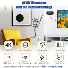 Merryan 059718935529 Tv Antenna Indoor For Local Channels - 4k Hd Amplified Digital Hdtv W #2