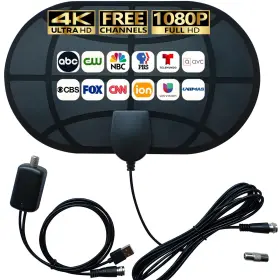 Merryan 059718935536 Indoor Tv Antenna - 4k Hd Amplified Digital Hdtv With Signal Booster