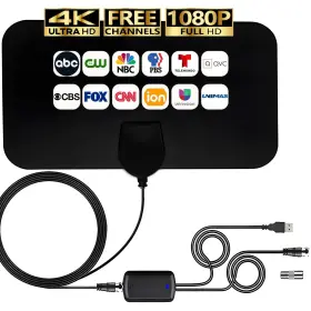 Merryan 059718935574 Tv Antenna Indoor For Local Channels - 4k Hd Amplified Digital Hdtv W