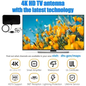 Merryan 059718935604 Tv Antenna Indoor - 4k Hd Amplified Digital Hdtv With Signal Booster #2
