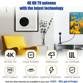 Merryan 059718935673 Tv Antenna Indoor For Local Channels - 4k Hd Amplified Digital Hdtv W #2