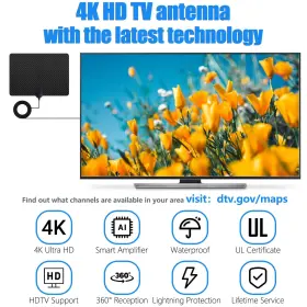 Merryan 059718935727 Tv Antenna Indoor For Local Channels - 4k Hd Amplified Digital Hdtv W #2