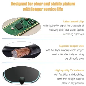 Merryan 059718935758 Tv Antenna Indoor For Local Channels - 4k Hd Amplified Digital Hdtv W #3