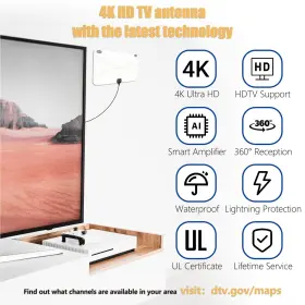 Merryan 059718935819 4k Hd Tv Antenna For Local Channels - Amplified Digital Hdtv Indoor W #2