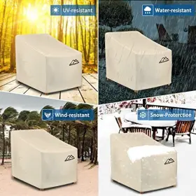 Dx36 Miushion 676501054004 2 Pack Patio Chair Covers 40 Inch W X D 36 H Wx40 Beige 2pcs #3
