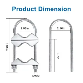 Mookeerf 658361451674 4 Pcs U Bolts Antenna Mast Clamp With V Jaw For 1-1.8 Inch Od Poles Heavy Duty #3