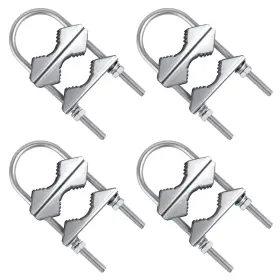 Mookeerf 658361451674 4 Pcs U Bolts Antenna Mast Clamp With V Jaw For 1-1.8 Inch Od Poles Heavy Duty