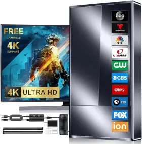 Peawi 726084305892 Indoor Tv Antenna 3000 Miles Range 50ft Cable Supports 8k 4k 1080p