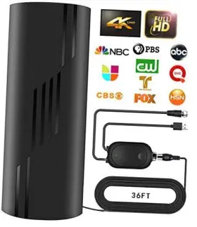 An-5004b-004 Pgofbuo 1000 Miles Range Tv Antenna Indoor-digital For Smart With Black