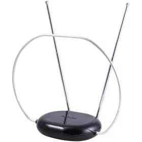 Philips 030878399012 Rabbit Ears Black Indoor Tv Antenna Dipoles And Circular Loop Tabletop
