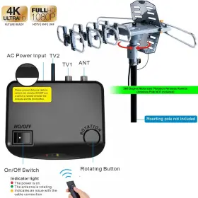 Pingbingding 682604241432 Pbd Outdoor Digital Amplified Hdtv Antenna 150 Mile Motorized 360 Degree Rot #2