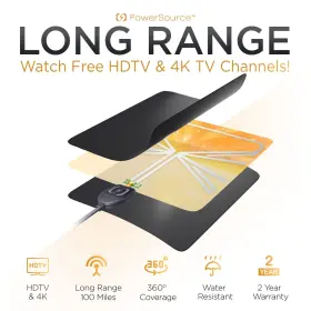 Powersource 850021794545 Amplified Hd Digital Tv Antenna Long Range 250 Miles - Support 4 #3