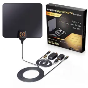 Powersource 850021794545 Amplified Hd Digital Tv Antenna Long Range 250 Miles - Support 4