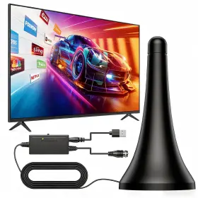 Qiruoz Ant-cs8088 Indoor Digital Tv Antenna - Up To 200 Miles Range Amplified Hd Signal Boost