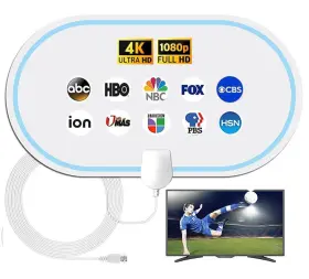 Qteancool 700594628009 Tv Antenna For Smart Hd Digital Long Range Signal Reception