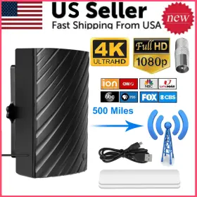 Redtagtown 600609761144 500 Miles Upgraded Digital Tv Antenna Indoor Hdtv Amplified 4k Hd 1080p Uhf Vhf