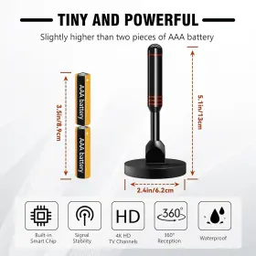 Ridaafri 744759584540 Digital Tv Antenna Indoor For Smart Hdtv Television Strong Magnetic Base #3