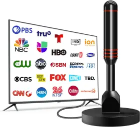 Ridaafri 744759584540 Digital Tv Antenna Indoor For Smart Hdtv Television Strong Magnetic Base