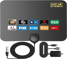 Rupa 726084710689 4k Amplified Hd Digital Tv Antenna Long 1000 Miles Range Indoor