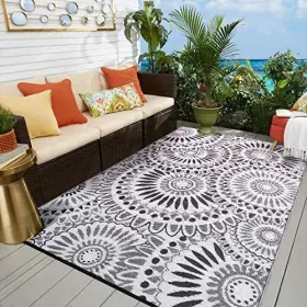 Santex 750955632244 Reversible Outdoor/indoor Plastic Straw Rugs Waterproof Portable Mat 8x10 Grey #2