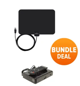 400305 Satmaximum Digital Indoor Leaf Flat Tv Antenna Hdtv Dtv Converter Box Black Uhf Vhf Fm Hd
