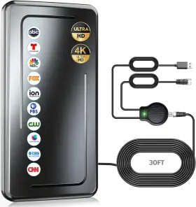An1800 Sdewas 2025 Upgraded Tv Antenna Indoor 1600 Miles Range Digital For Black