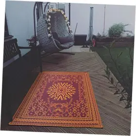 Smart Design Mat 197644983247 Outdoor/indoor Plastic Straw Rugs Waterproof Portable Easy To 8x10 Ft Red