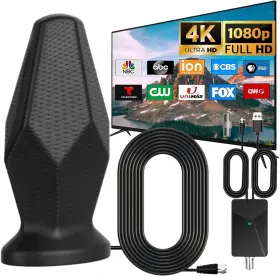 Syengkky 445046430474 Indoor Tv Antenna 600 Miles Long Range Supports 8k 4k 1080p Portable
