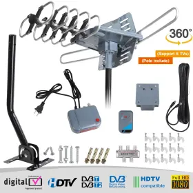 Gr-1002 Tatoodaa Hdtv 1080p Outdoor Amplified Digital Antenna 360 Rotor Hd Tv Uhf Vhf Fm 150 Mile