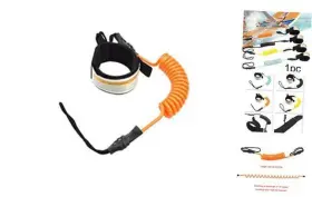 16272913424935 Tookie Surfboard Leash Coiled Sup Leg Rope Straight Surf Board Orange