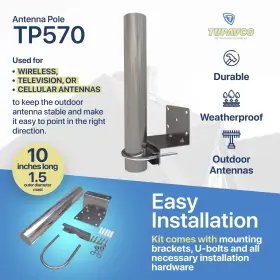 Tupavco 638362929976 Antenna Pole Mount For Wifi Tv Or Lte/4g Antennas Yagi Panel Grid Omni #3