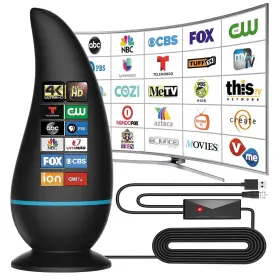 Tvantenna-2019-001r Tv Antenna Signal Enhance With 300 Miles Range Supports 1080p 4k For Hdtv Cable