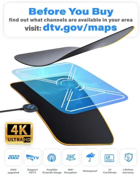 4k-rs55 U Must Have Amplified Hd Digital Tv Antenna Long 250 Miles Range - Support 4k #2