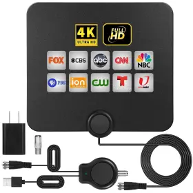 Urbanx 753861029351 Upgraded Amplified Hd Digital Tv Antenna Long 350 Miles Range - Support 4k 1