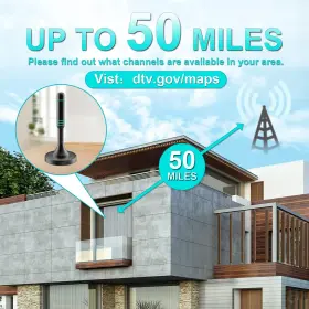 Vuelve 779675671470 Tv Antenna-indoor Outdoor Digital Hdtv Antenna With Magnetic Base 50 Miles #3