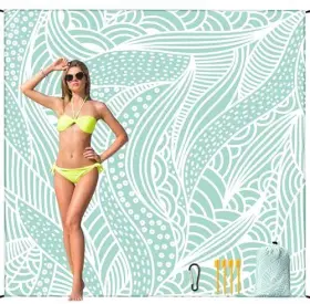 Qy-bb-02 Wiishfiish Us Beach Blanket Waterproof Sandproof Mat 79 Inch X 83 4 Person Lbl-ripple #3