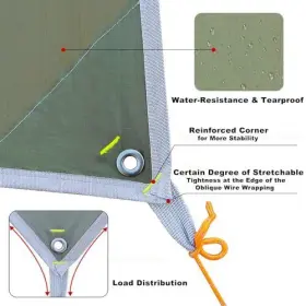 Wildsrof 766812367891 17 10 Ft Large Camping Tent Tarp Outdoor Waterproof Flame Retardant Green #3
