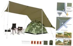 Wildsrof 766812367891 17 10 Ft Large Camping Tent Tarp Outdoor Waterproof Flame Retardant Green