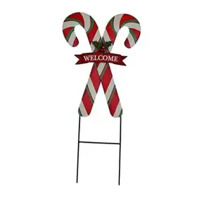 2072hm-ve Xinan Cftats Christmas Candy Cane Garden Stake Decor Metal Hanging Welcome Sign