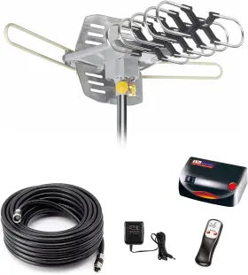 Yeceny 445027152159 Outdoor Amplified Hd Tv Antenna 150 Miles Motorized 360 Rotation 40ft Coax C