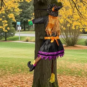 Ba01 Zhaoqing Minze Keji Youxiangongsi 67 Inch Large Crashing Witch Decorations Funny Into Tree Halloween