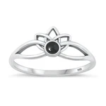 Black Agate High Polished Lotus Ring New .925 Sterling Silver Band Sizes 4-10. Fixed Price $27.19.