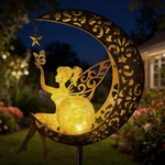Solar Moon Stake Light, Fairy Garden Sculpture, Outdoor Waterproof Yard Art F.... Fixed Price $37.59.
