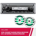 Kenwood KMR-M332BT Marine Digital Media Receiver And KFC-1673MRWL 6.5" Speakers. Fixed Price $288.00.